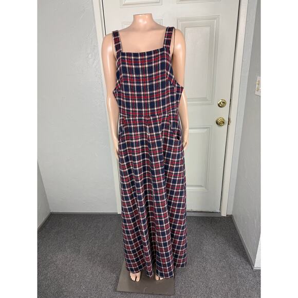 Vintage 60s 70s Dress Lanz Orignal Wool Tartan Plaid Maxi Pockets P3-30 - Picture 1 of 7